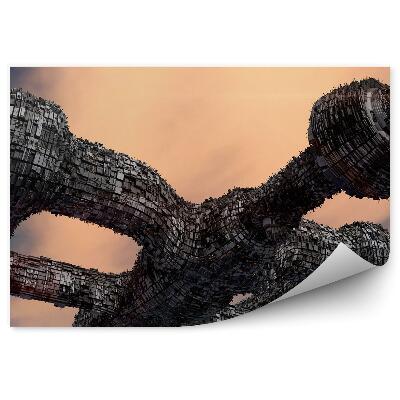 Papier peint 3d Vaisseau Futuriste Ufo Ciel Nuages