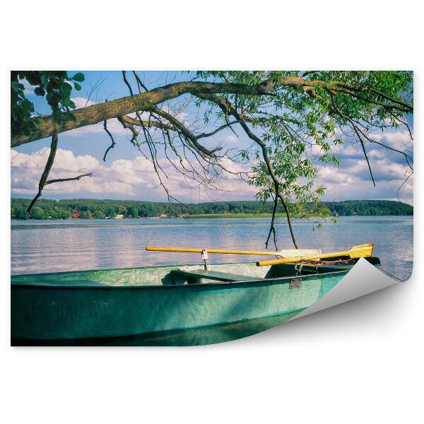 Papier peint Lac Mazury Peluche Bateaux Arbres Plantes