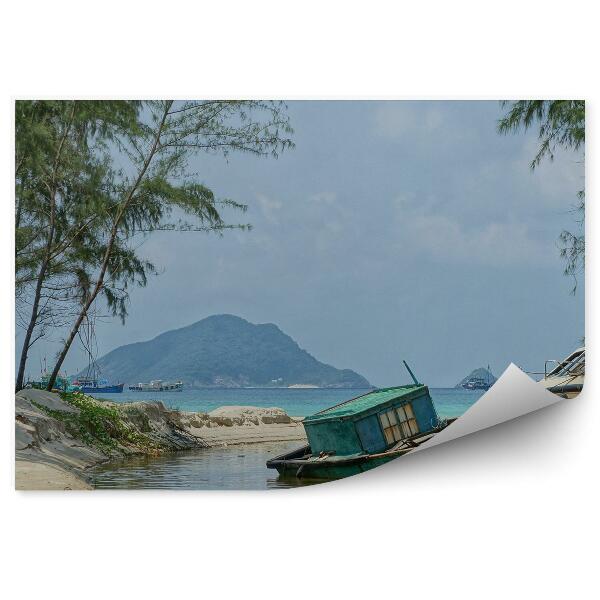 Papier peint Bateaux Îles Sable