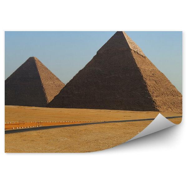 Papier peint Pyramides d'Egypte route sable