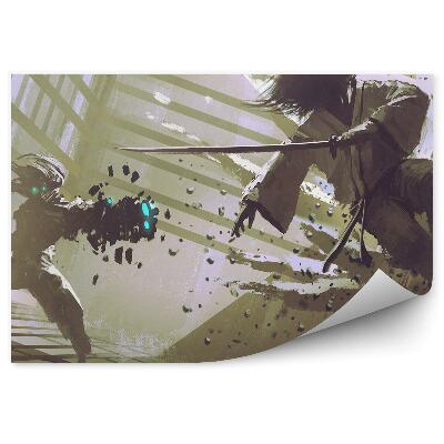 Papier peint Combat Samouraï Robot Science-Fiction