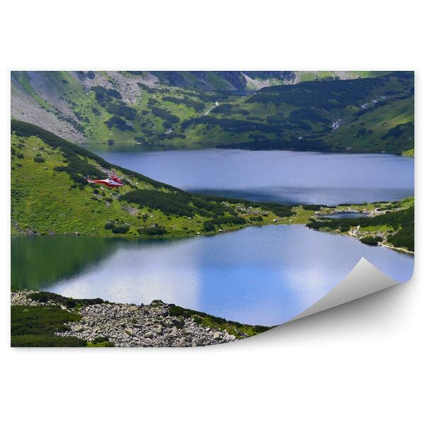 Papier peint Dolina Pięciu Stawów Tatry Montagnes Maisons Hélicoptère