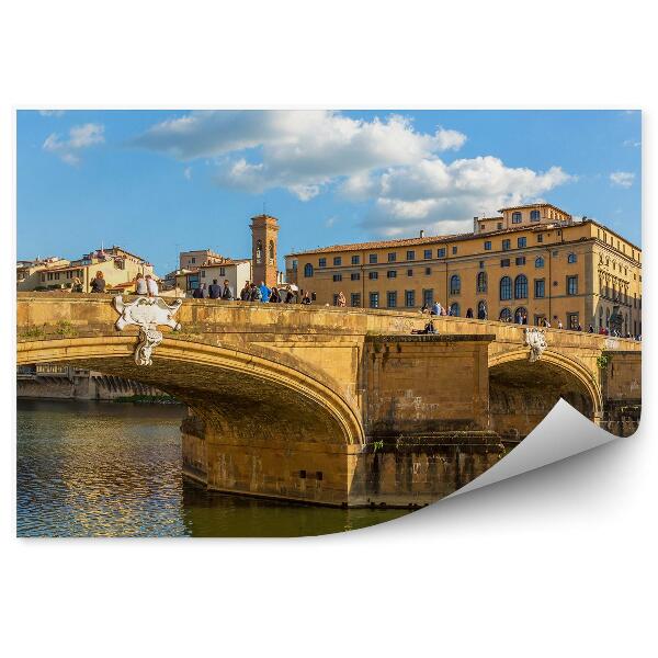 Papier peint Pont de la Trinité Bâtiments Eau Ciel Nuages Florence