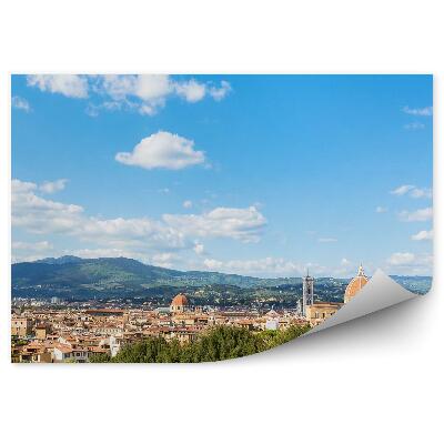 Papier peint Ville Floride Montagnes Arbres Vertes Fontaine Ciel Nuages