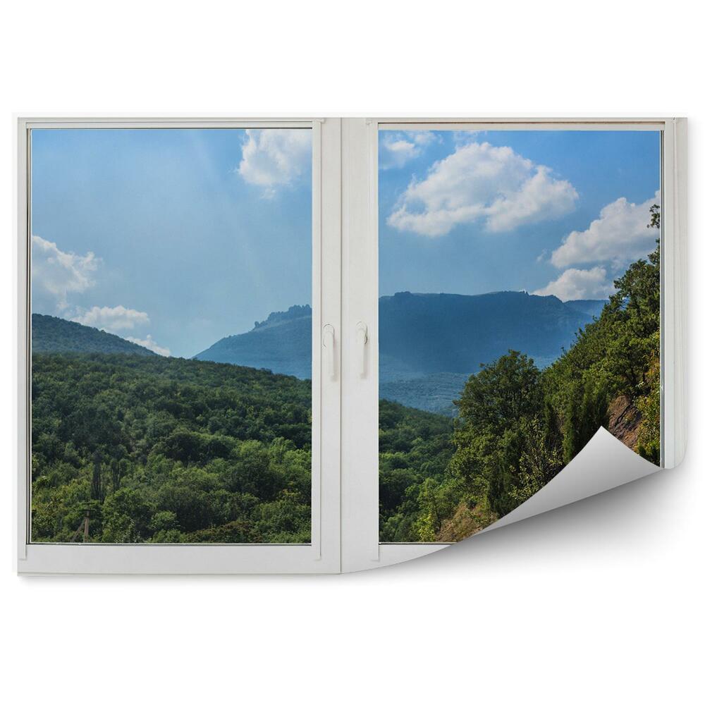 Papier peint Verdure végétation arbres montagnes vue de la fenêtre