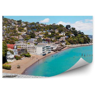 Papier peint Quais Maisons Plage Océan Bateaux Nuages Californie