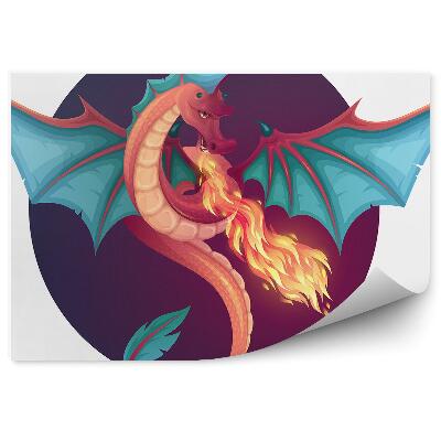 Tapisserie panoramique Dragon aux ailes déployées sur fond de cercle