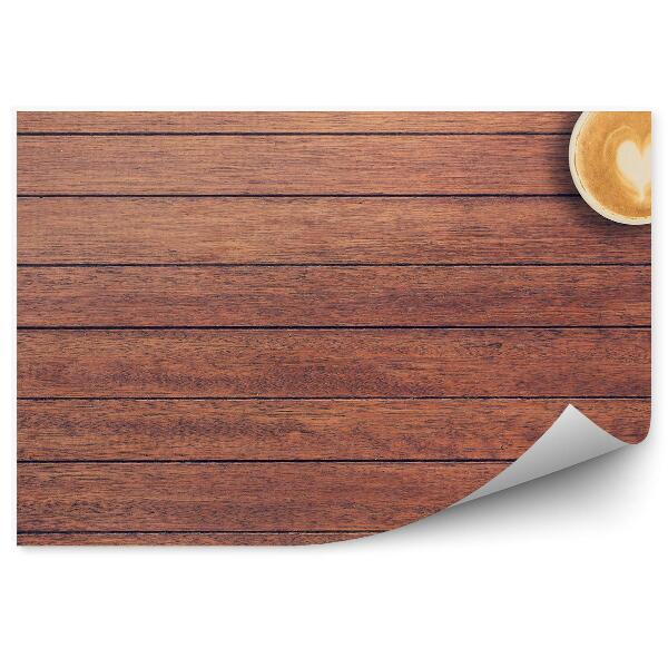 Papier peint Planches en bois et tasse à café