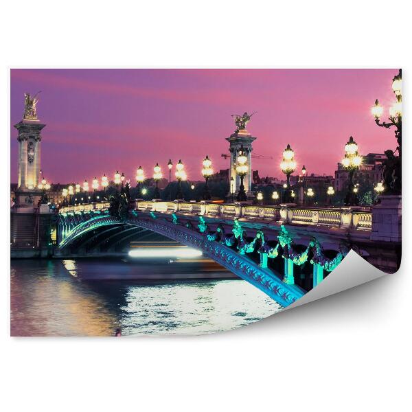 Papier peint Pont Alexandre Iii Seine Lumières Bateaux Coucher de soleil