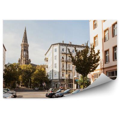 Papier peint Bâtiments Arbres Voitures Route Cathédrale