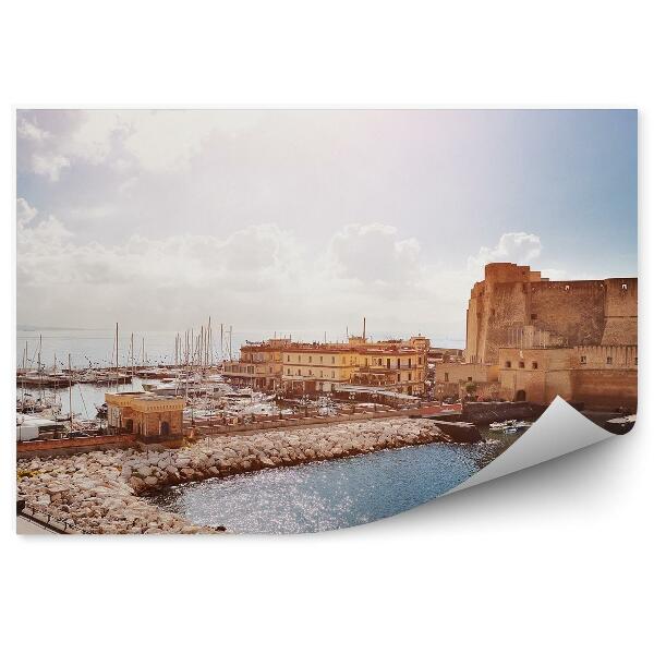 Papier peint Forteresse médiévale Baie de Naples Mer Ciel Nuages