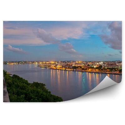 Papier peint Havane Arbres Maisons Mur Rivière Ciel Nuages Lumière