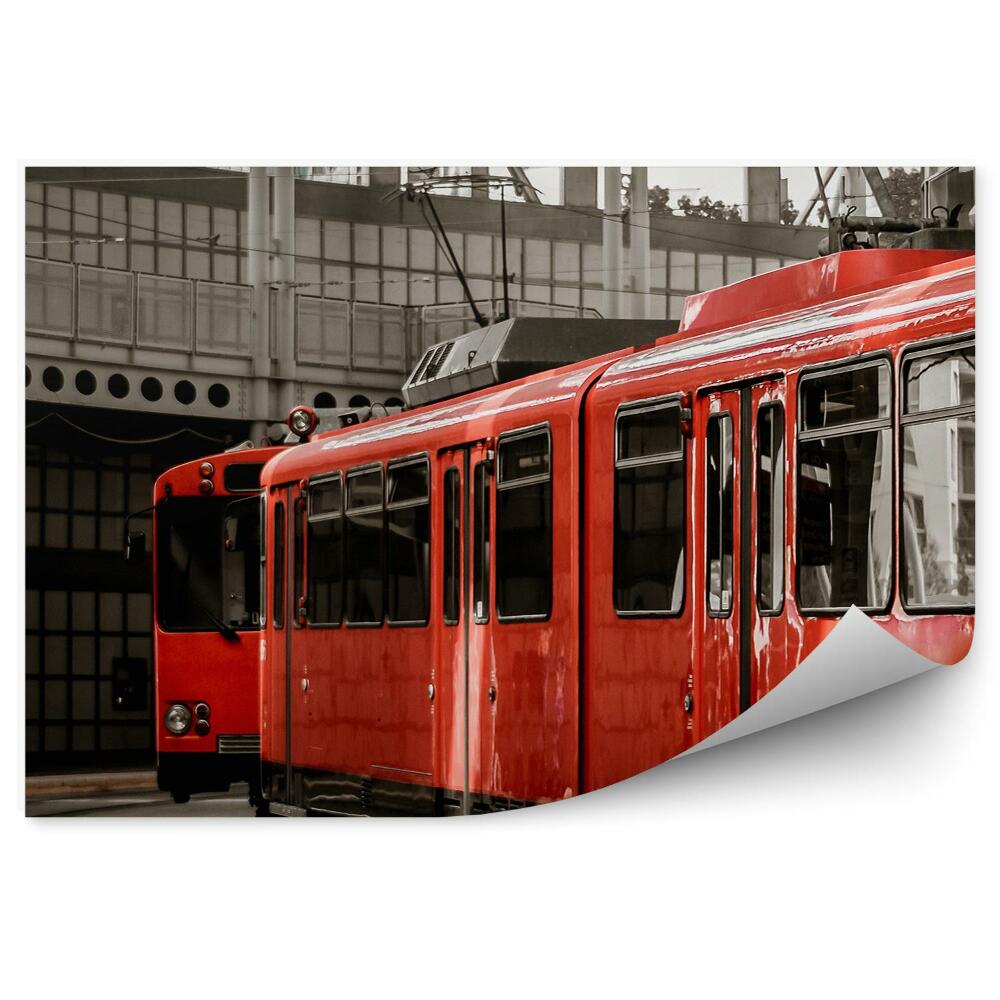 Papier peint Train rouge transport voyage