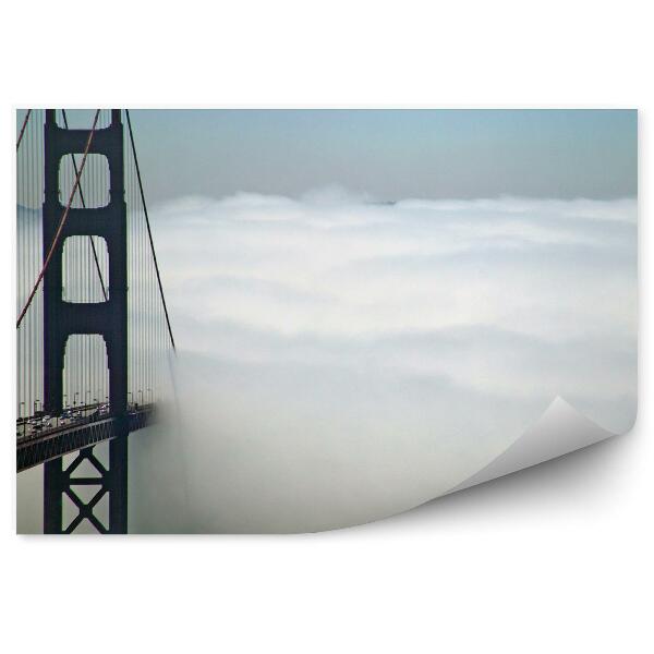 Papier peint Brume Golden Gate Bridge Cars Ocean San Francisco Montagnes