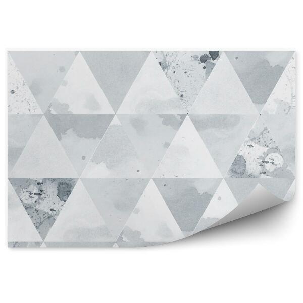 Papier peint panoramique Motif triangulaire gris et blanc