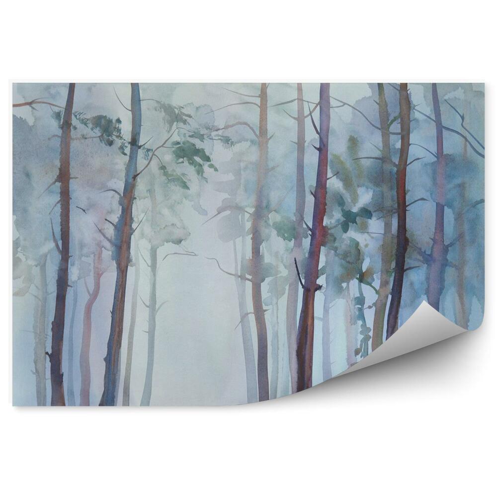 Papier peint Aquarelle d'une forêt brumeuse