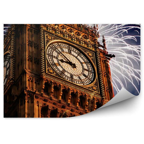 Papier peint feux d'artifice de la Saint-Sylvestre big ben london night