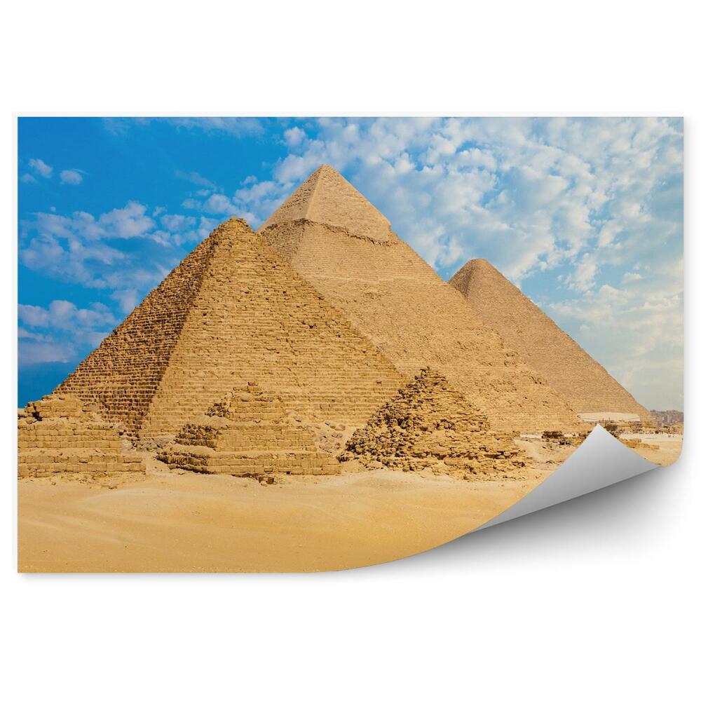 Papier peint Pyramides dans le désert ligne des chameaux de sable