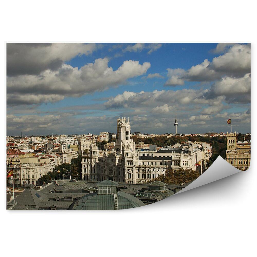 Papier peint Panorama De La Ville De Madrid Bâtiments Plantes Ciel Nuages