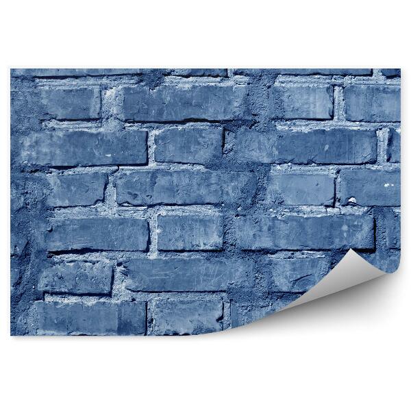 Papier peint Mur de briques bleues