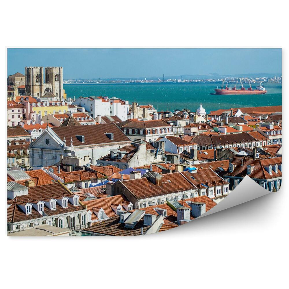 Papier peint Vue d'oiseau Lisbonne Bâtiments Océan Navire