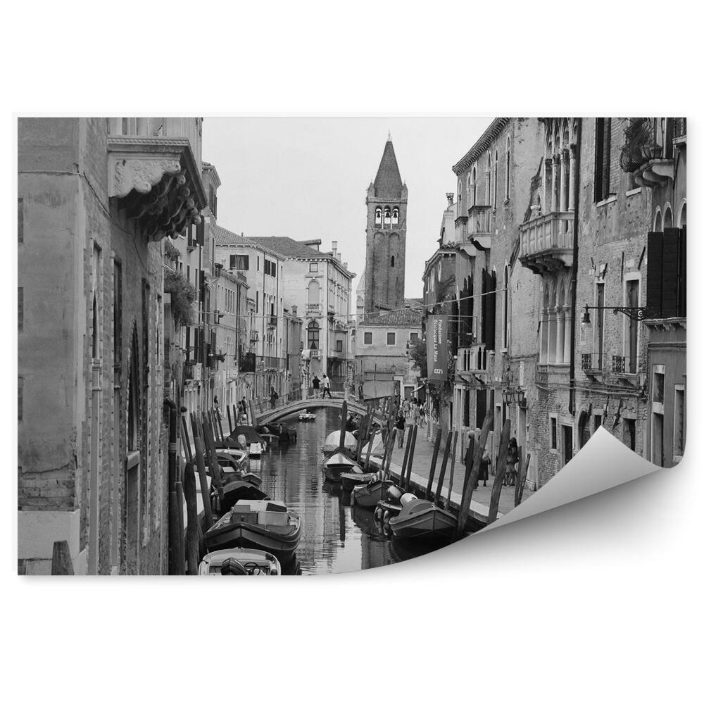 Papier peint Sépia Petit canal Venise Italie Bateaux