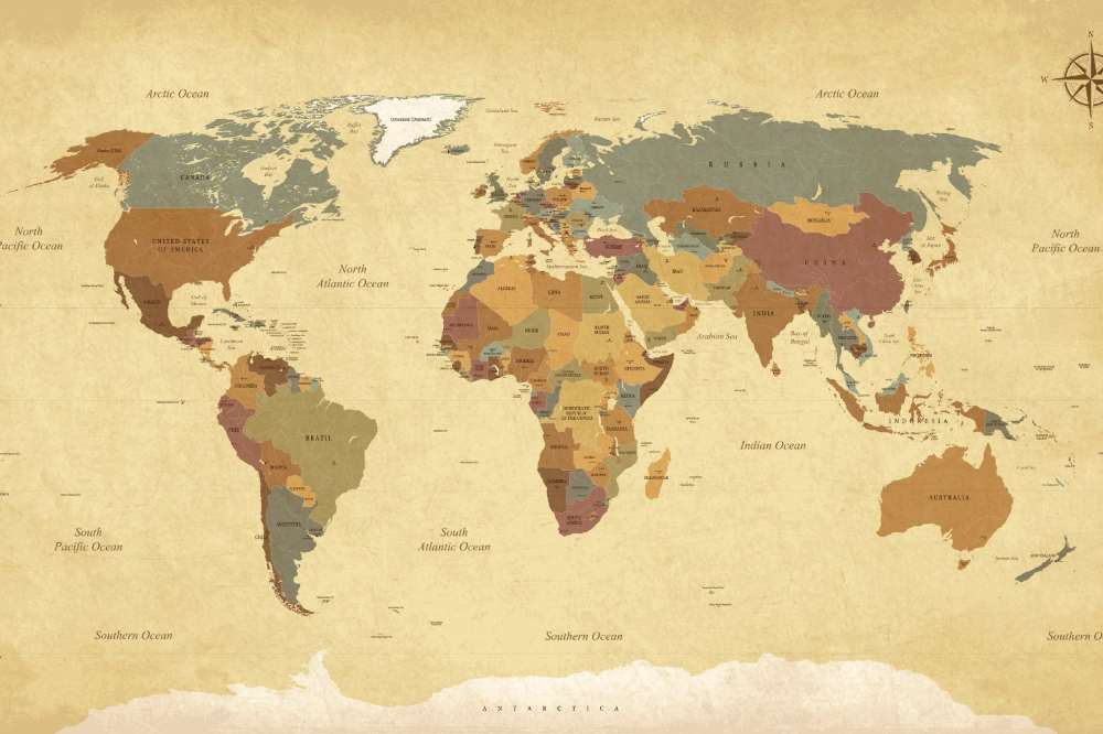Papier peint Carte du monde vintage