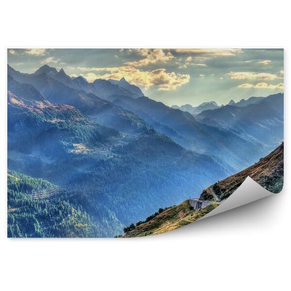 Papier peint Col Du Saint-Gothard Montagnes Alpines Suisses Ciel Nuages