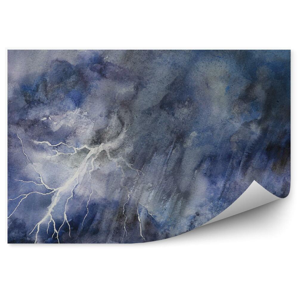 Papier peint Nuit d'orage Forte pluie Peint