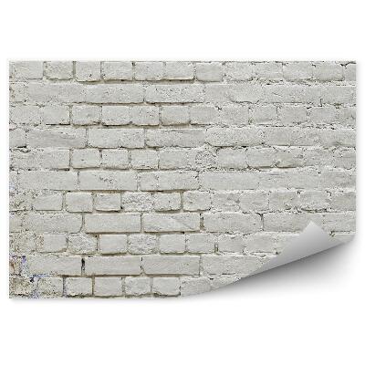 Papier peint Mur en briques blanches frottées avec éléments en briques rouges