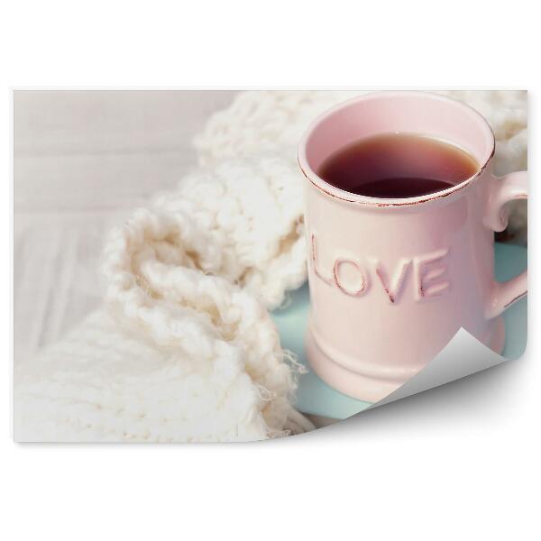 Tapisserie murale Tasse rose amour thé bloc-notes couverture