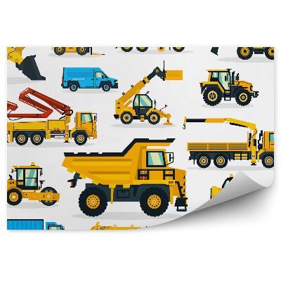 Tapisserie panoramique Collection de véhicules de construction fond blanc