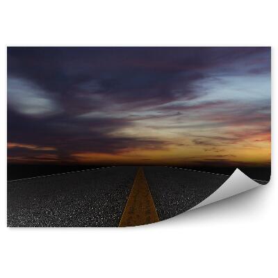 Papier peint Vue de nuit route en gros plan sur l'asphalte