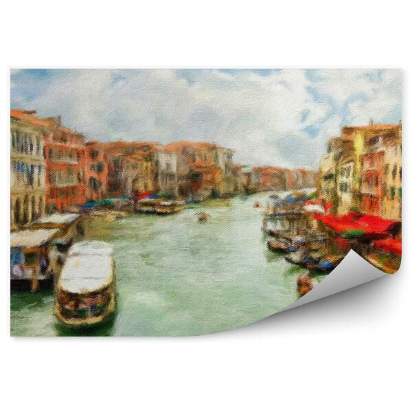 Papier peint Bateaux Gondoles Canal Grande Image Venise Italie