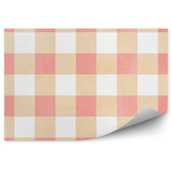 Papier peint Cube de lignes en damier coloré sur fond blanc