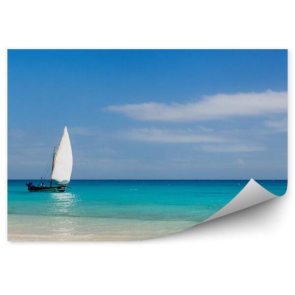 Papier peint Plage tropicale Bateau Ligne d'horizon