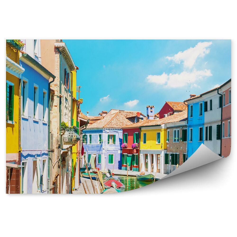 Papier peint Couleurs intenses bâtiments ville bateaux
