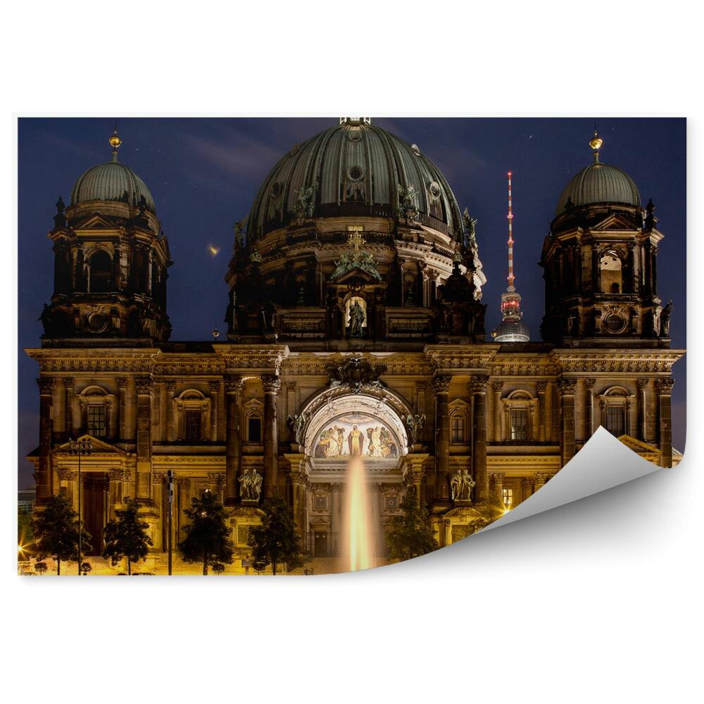 Papier peint Berlin Cathédrale Fontaine Nuit Personnes