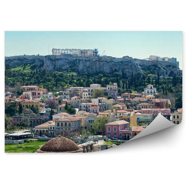 Papier peint Panorama de la ville d'Athènes Grèce Bâtiments Acropole Ruines