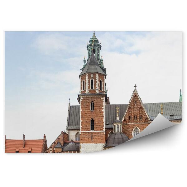 Papier peint Cathédrale Château Wawel Bâtiments Nuages Cracovie