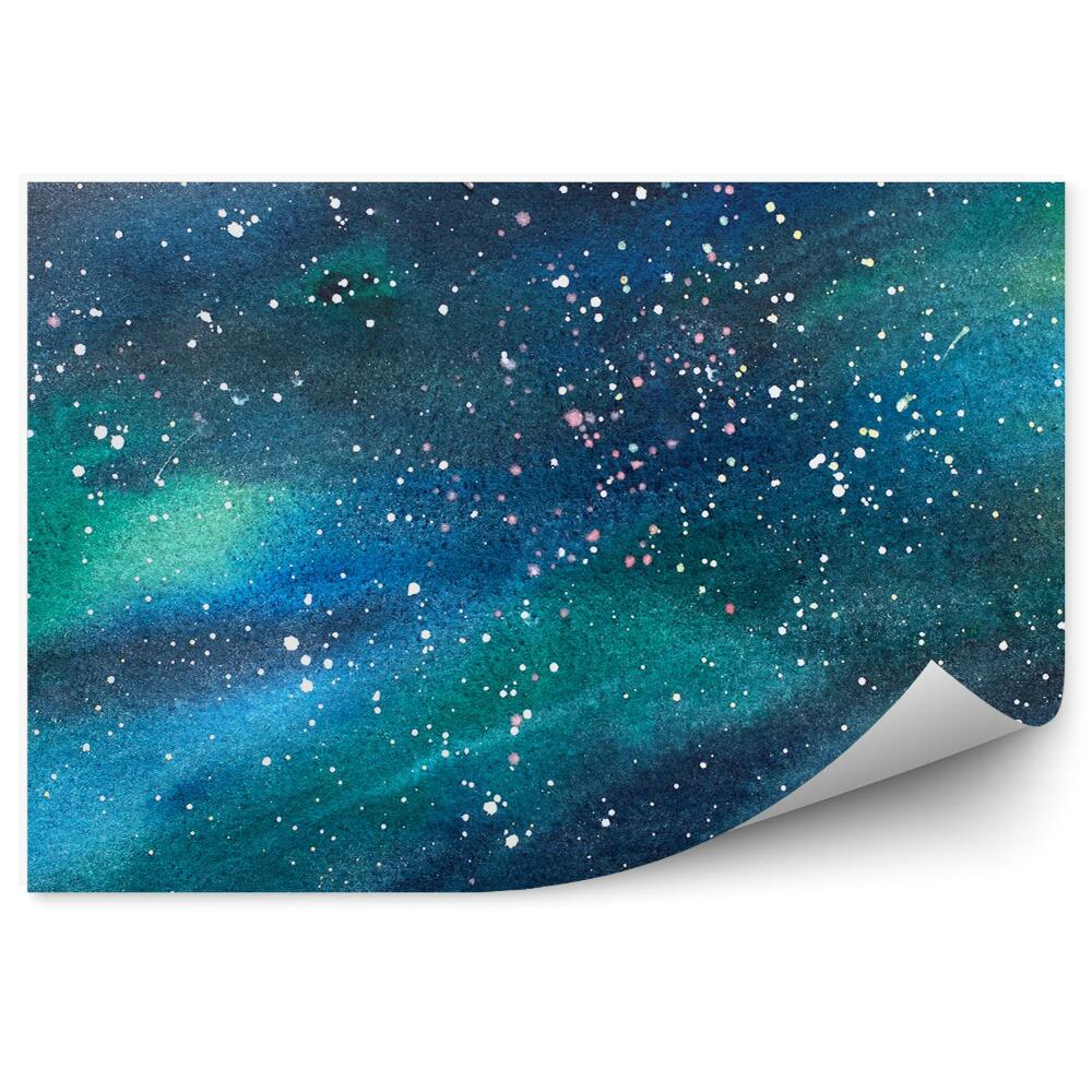 Papier peint Bleu Vert Galaxie Étoiles Image