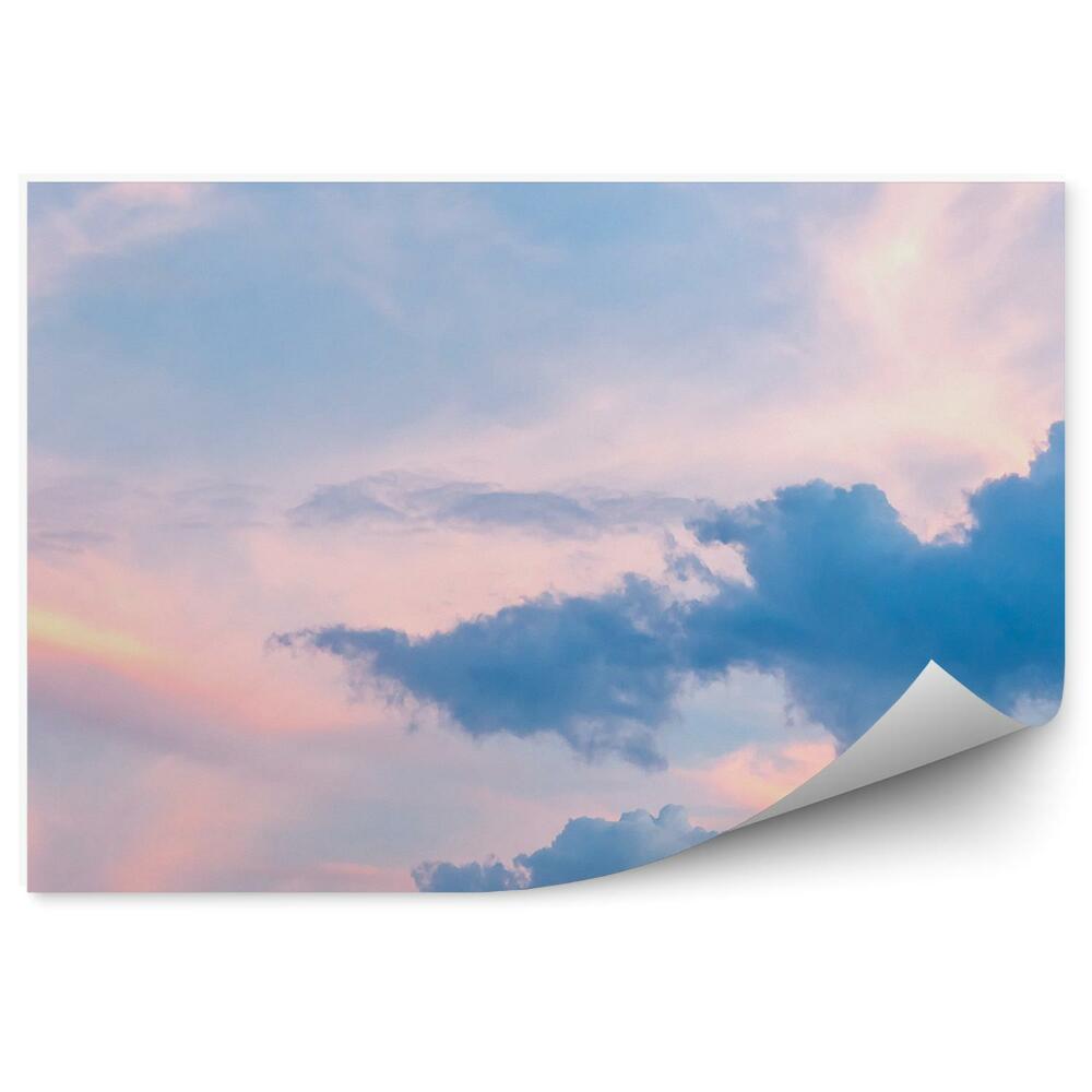Papier peint Ciel rose bleu pastel couleurs nuages