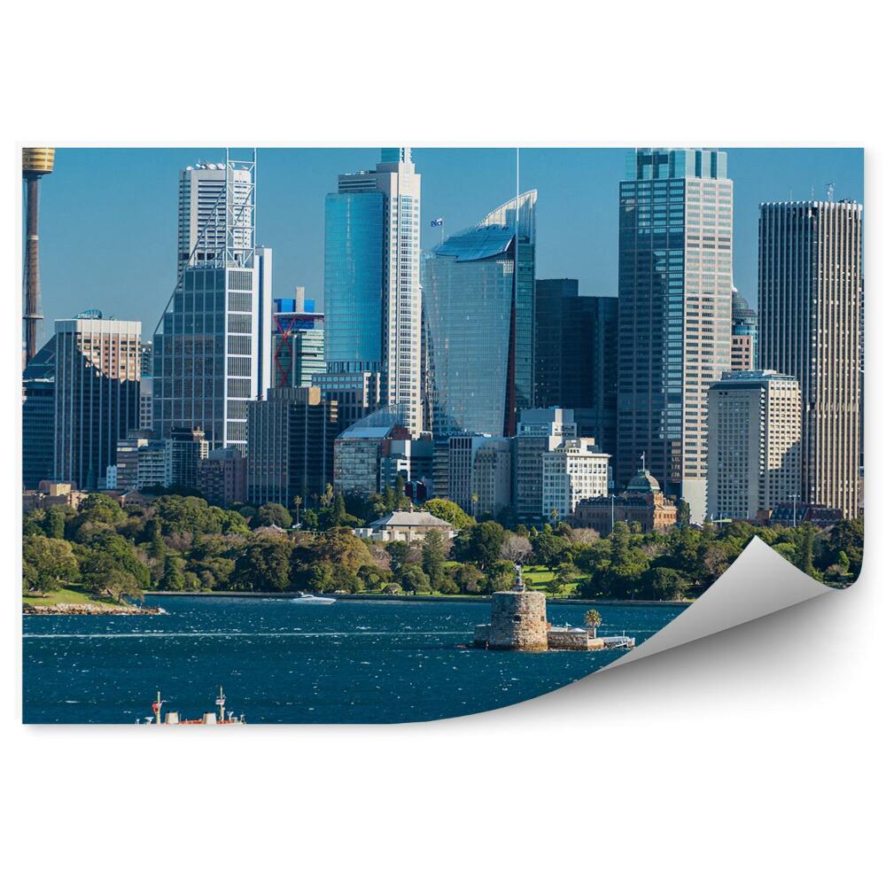 Papier peint Gratte-ciel Arbres Navires Océan Ciel Sydney