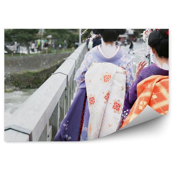 Papier peint Kimono de geisha Japon promenade en ville