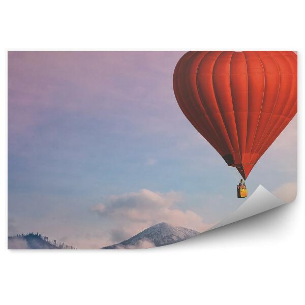 Papier peint Beau Ballon Rouge Coeur Montagne Brouillard Nuages