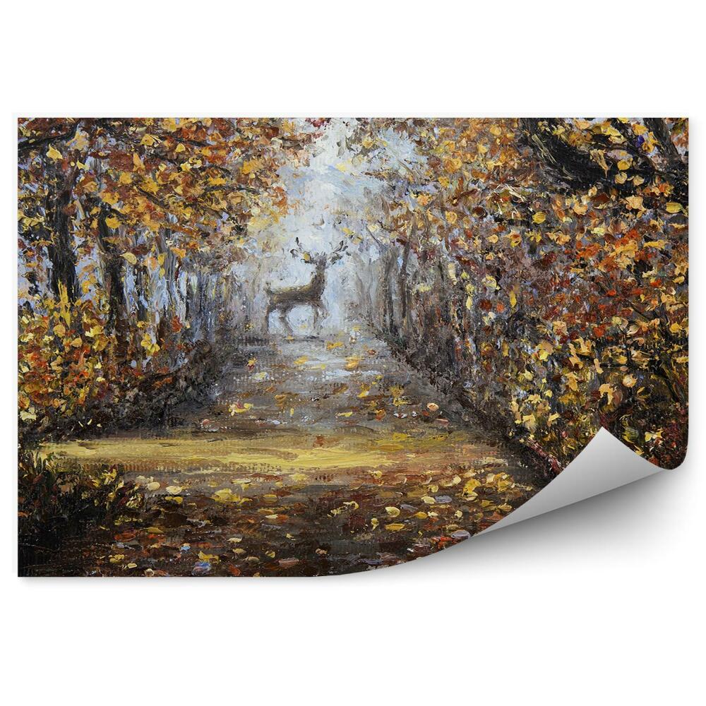 Papier peint Aquarelle D'un Cerf Dans Un Parc D'automne