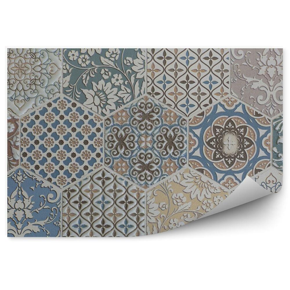 Papier peint Mosaïque d'hexagones abstraite