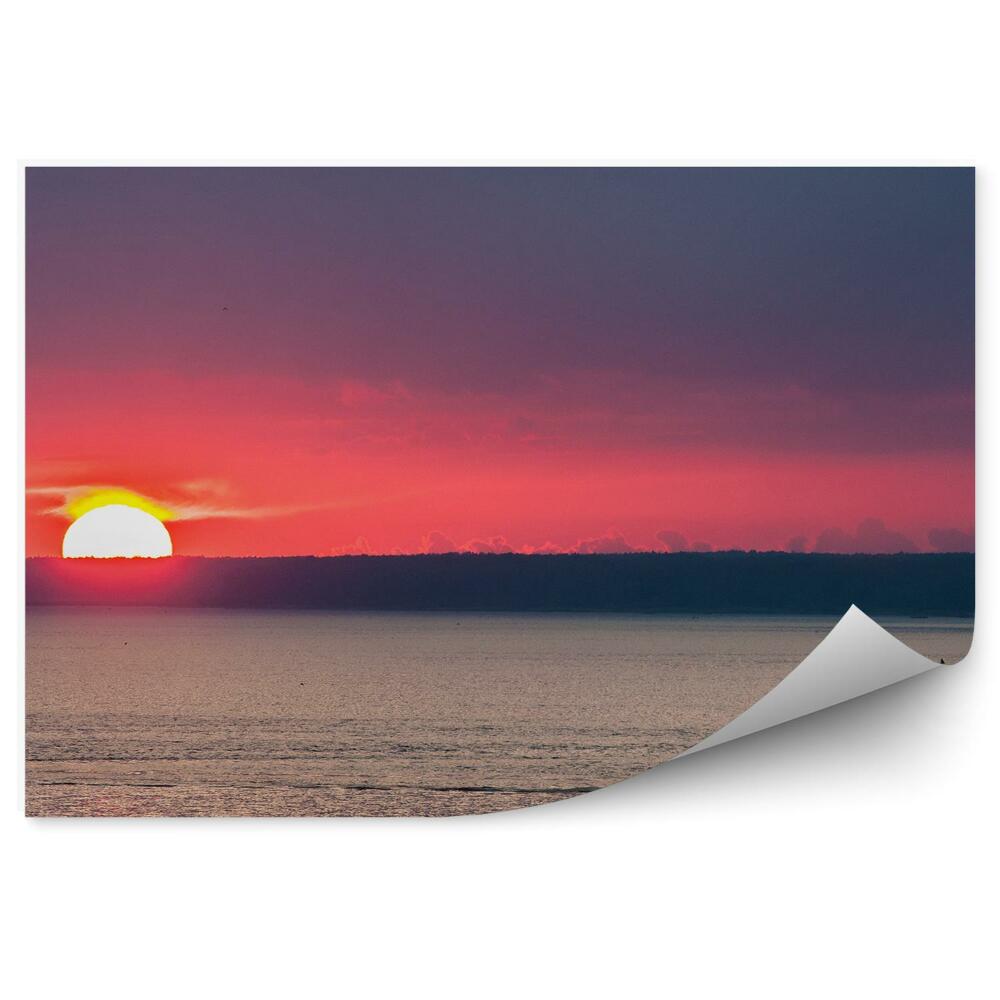 Papier peint Bateau Coucher De Soleil Horizon Océan Mer