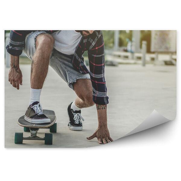 Papier peint Skateboard homme béton plantes vertes