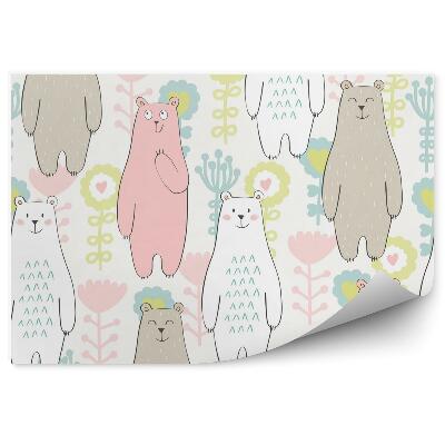 Papier peint panoramique Ours et fleurs